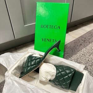 Bottega Veneta Dark Green Quilted Heels